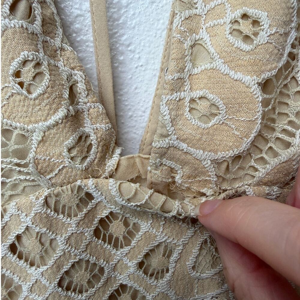 NWT Free People One Million Lovers Ivory Crochet Lace Mini Dress Size 10 - Picture 12 of 16